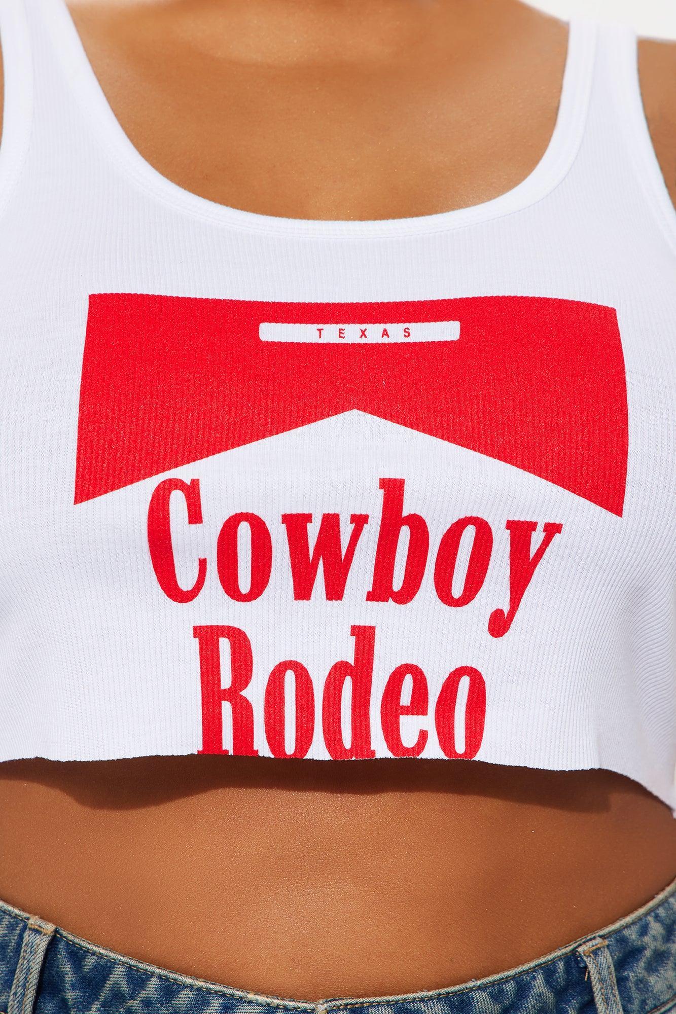Cowboy Rodeo Ribbed Tank Top - White Product Image
