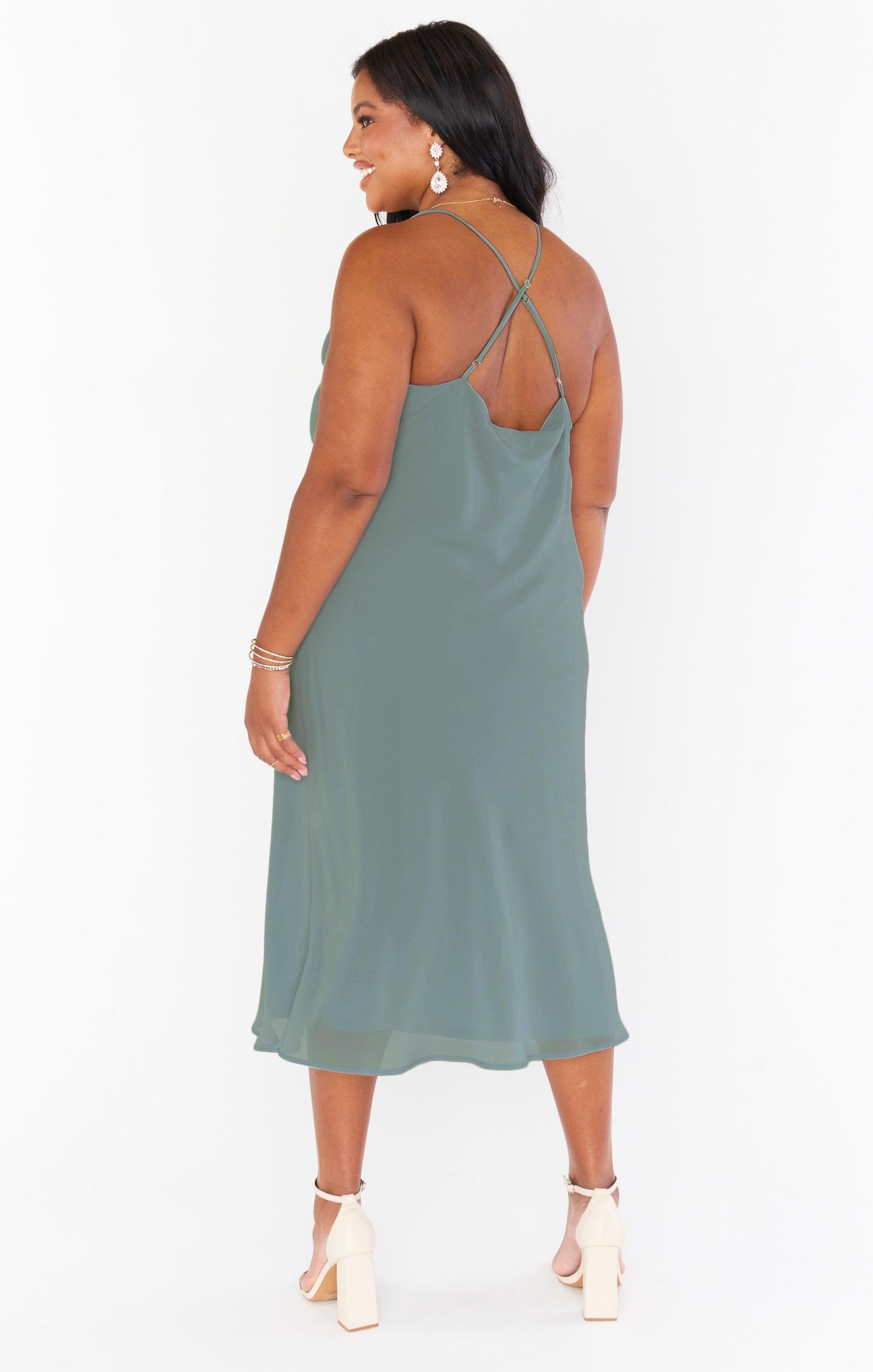 Verona Cowl Dress ~ Deep Sage Chiffon Product Image