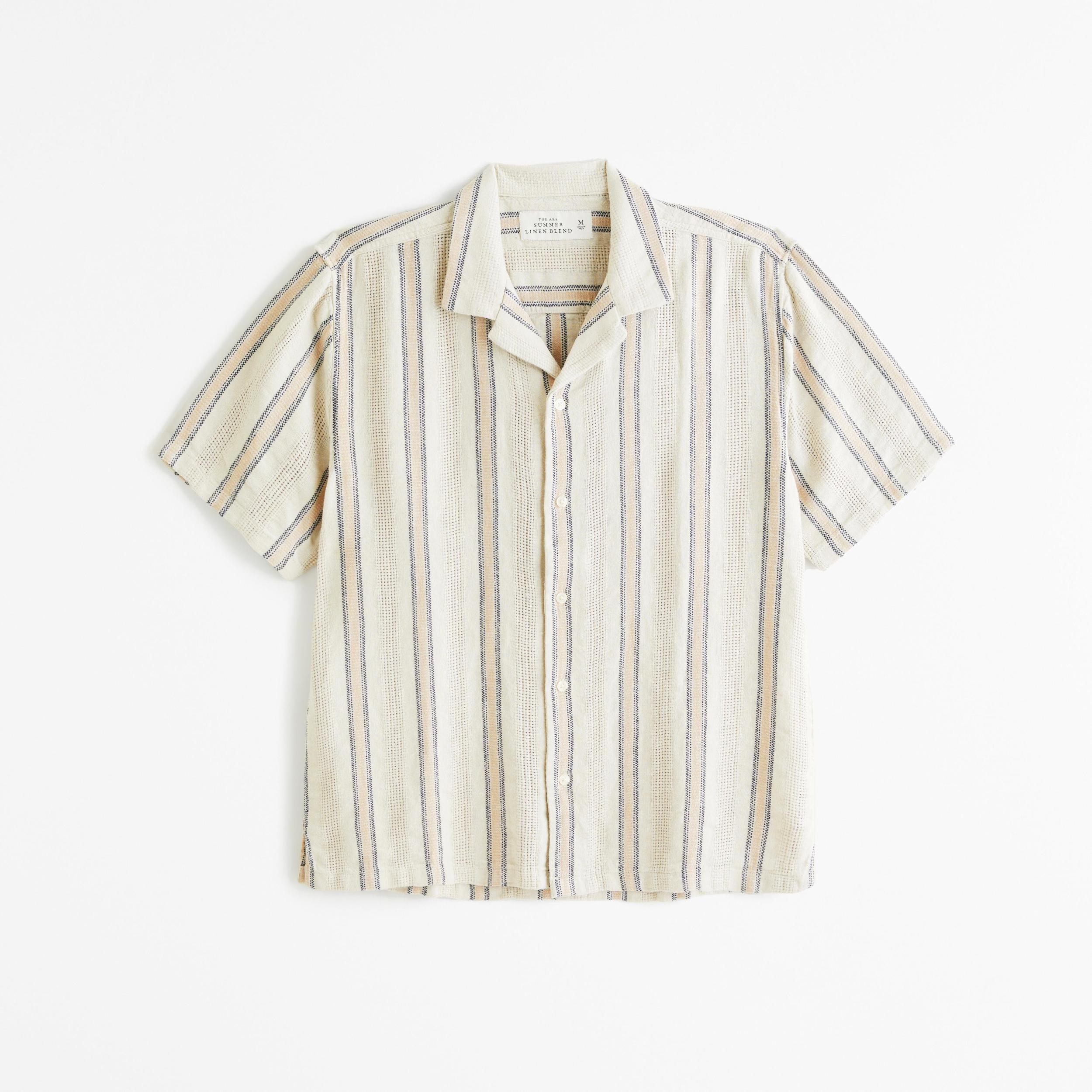 Camp Collar Linen-Blend Shirt Product Image