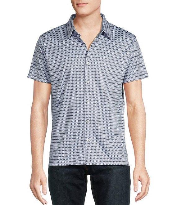 Cremieux Premium Denim Geometric Print Coat Front Knit Shirt Product Image