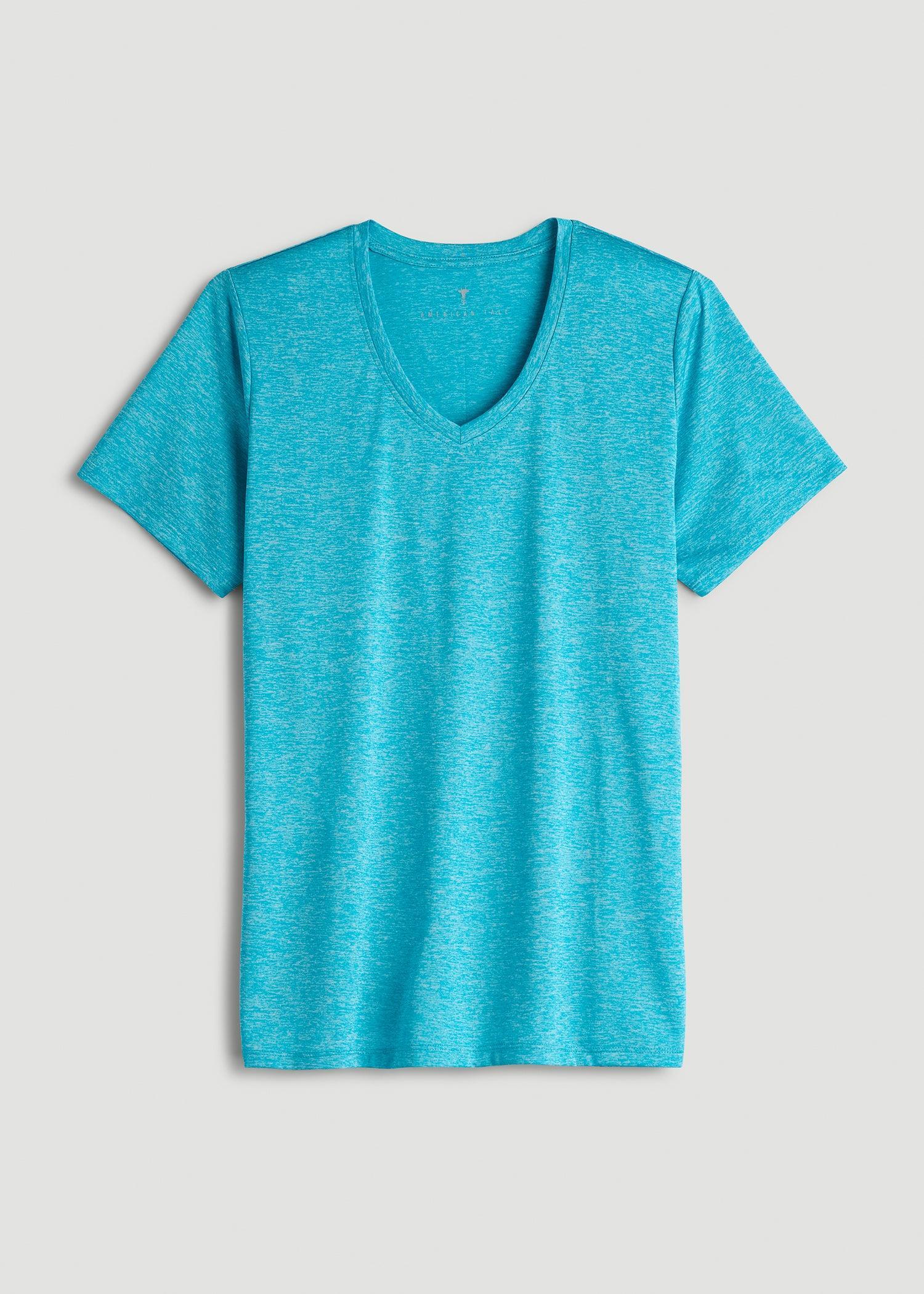 Short Sleeve Active V Neck T-Shirt for Tall Women in Scuba Blue Mix Product Image