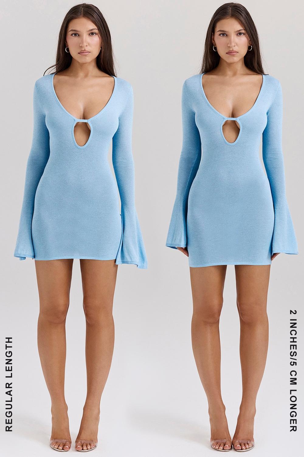 Noya Ocean Blue Knit Mini Dress Product Image