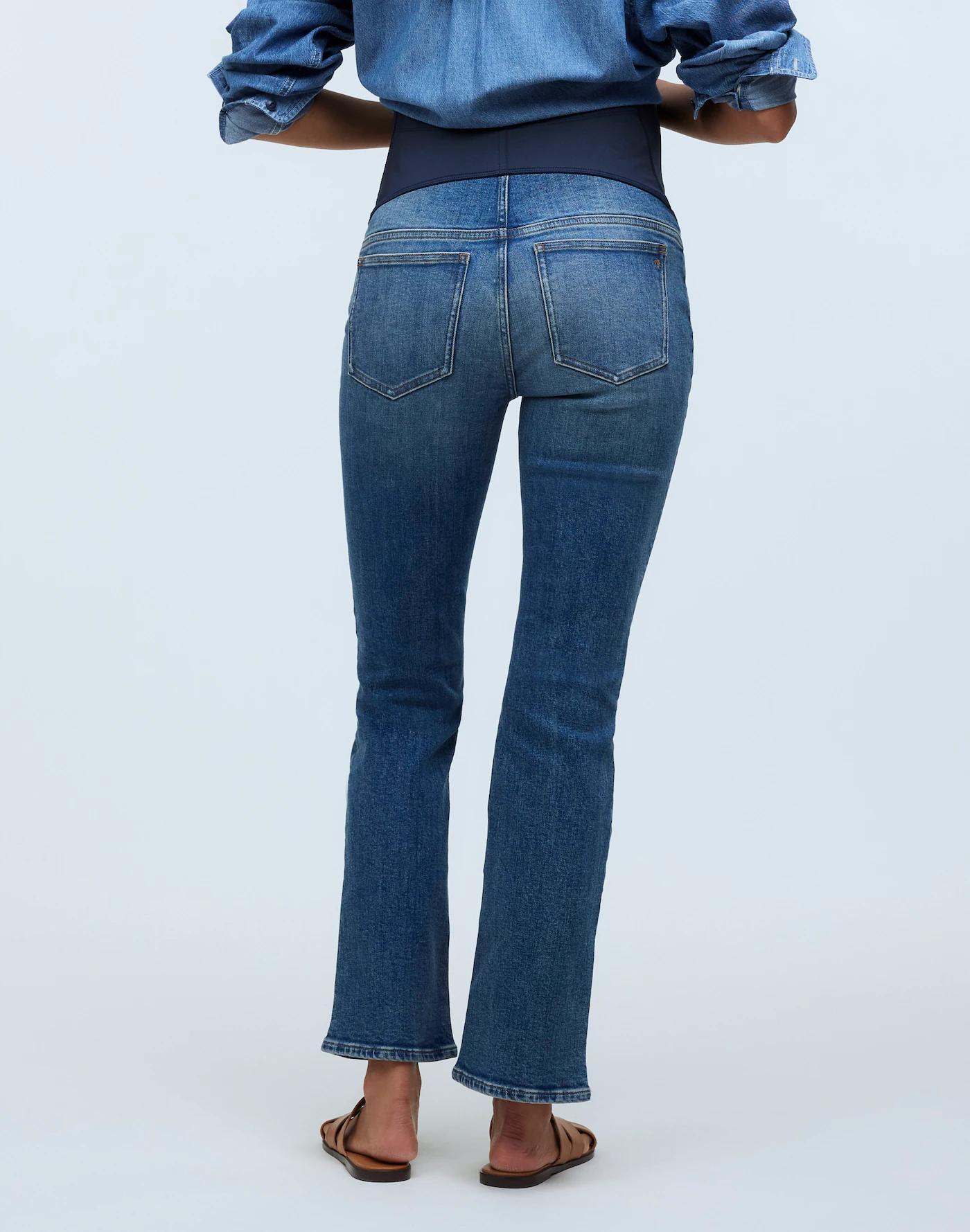 Petite Maternity Over-the-Belly Kick Out Crop Jeans in Oneida Wash Product Image