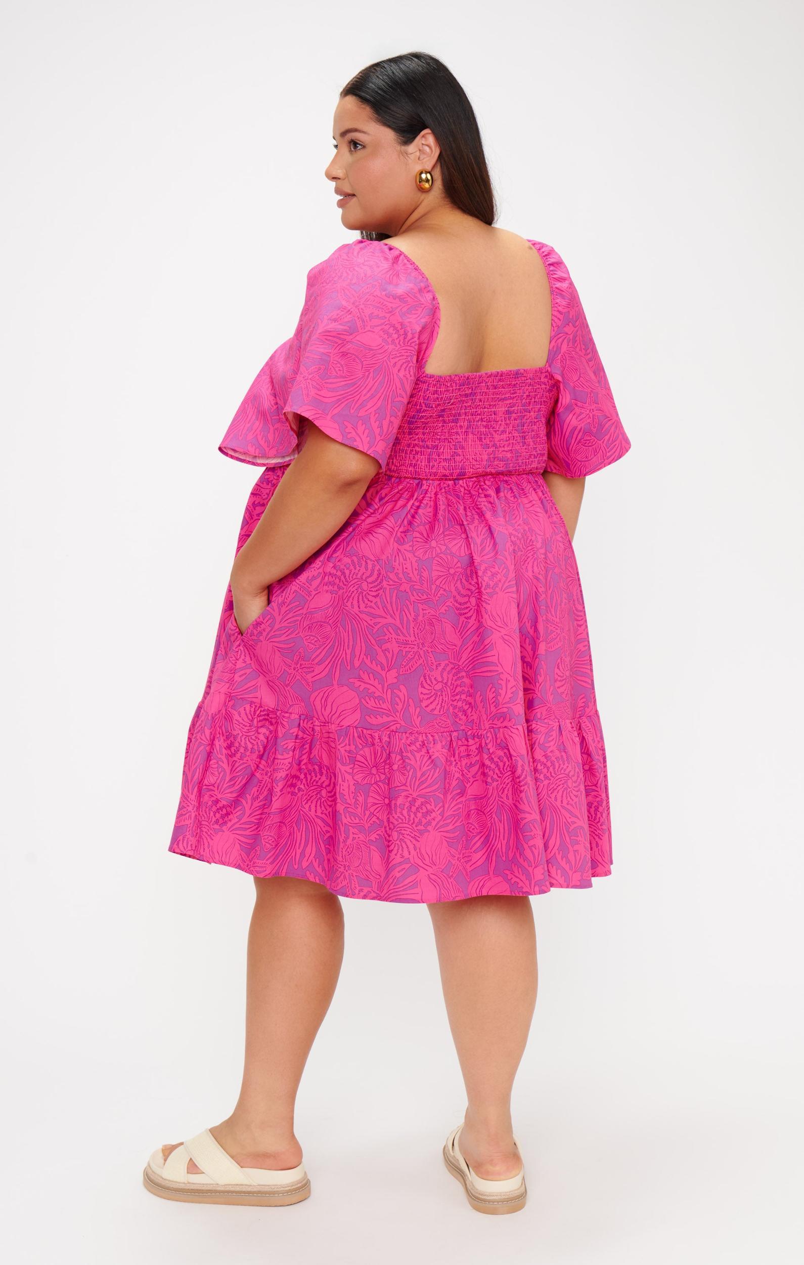 Erin Mini Dress ~ Pink Shells Poplin Product Image