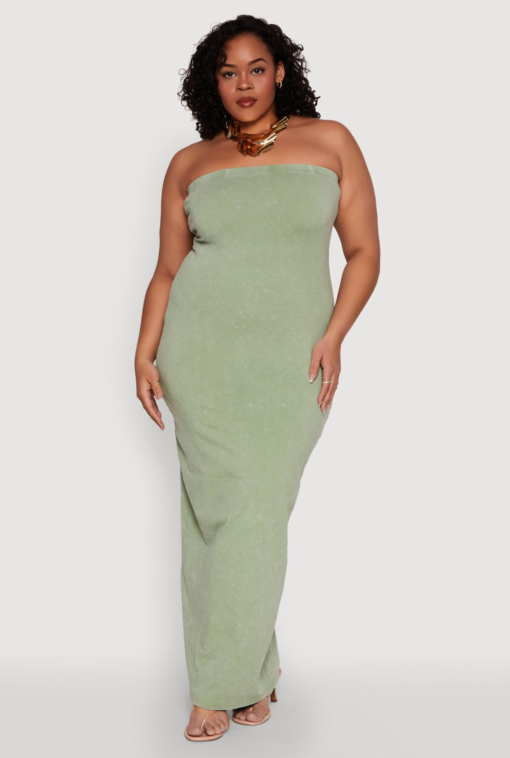 Womens Plus Size Daisy Mineral Wash Maxi Tube Dress Product Image