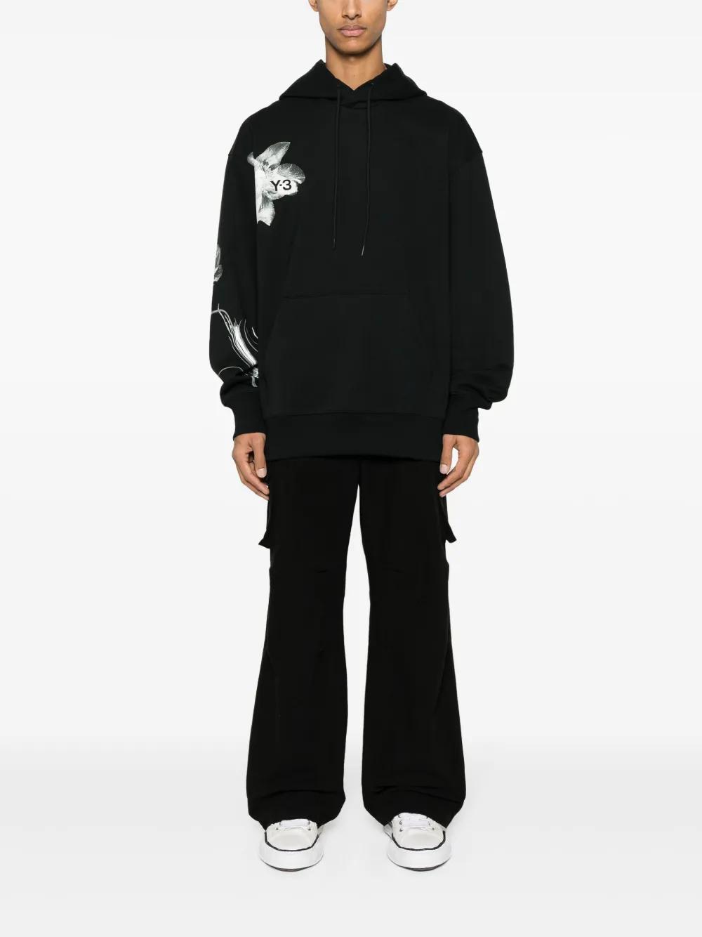 floral-print drawstring hoodie Product Image
