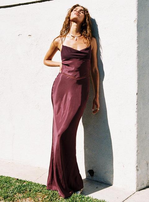 Sugarina Lace Maxi Dress Wine Product Image