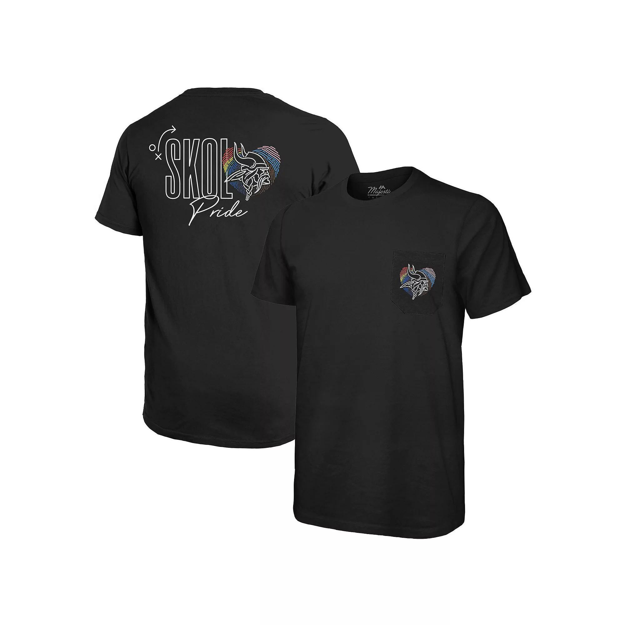Men's Majestic Threads Black Minnesota Vikings Pride Pocket T-Shirt, Size: XL Product Image