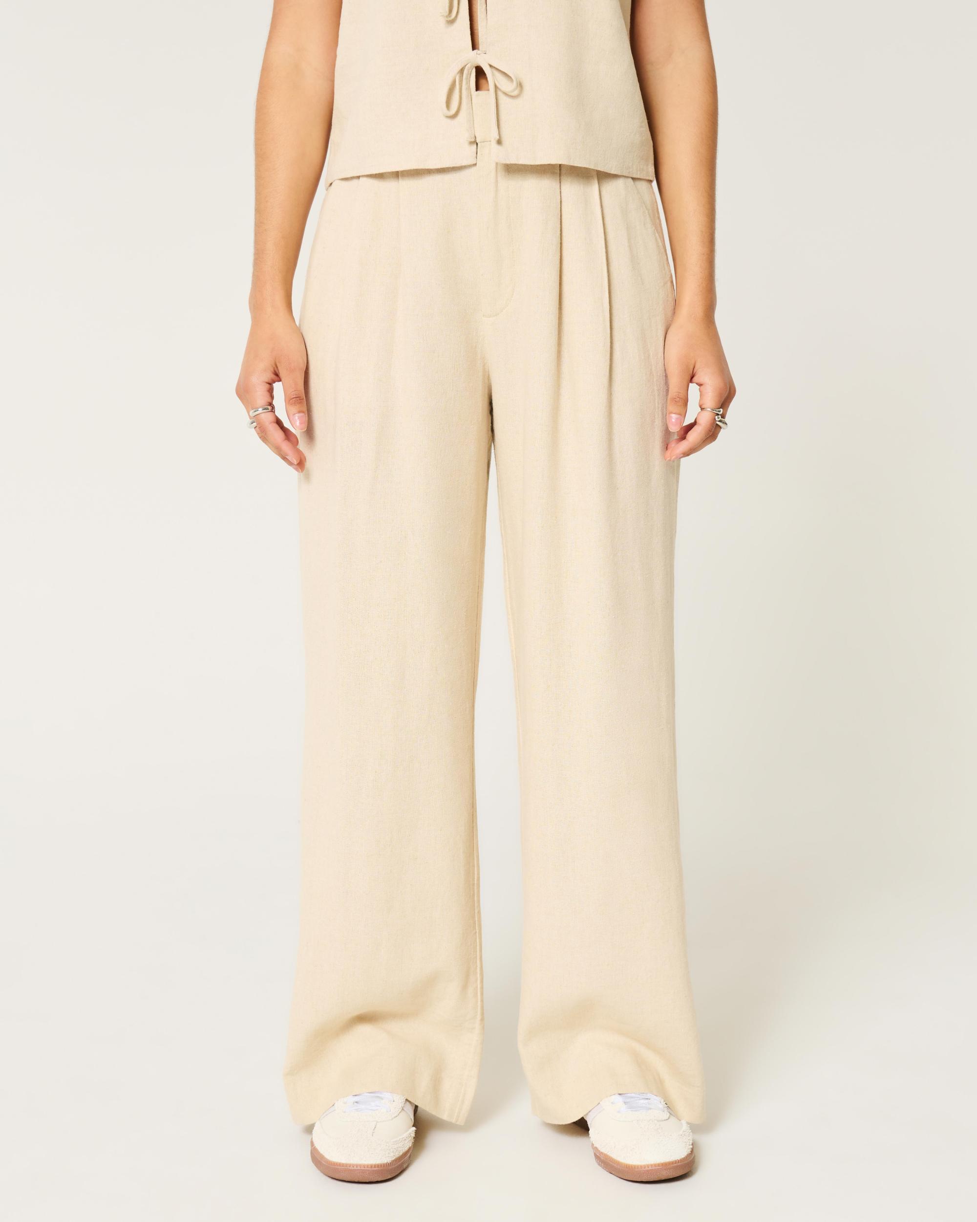 Hollister Livvy Ultra High-Rise Linen-Blend Wide-Leg Pants Product Image