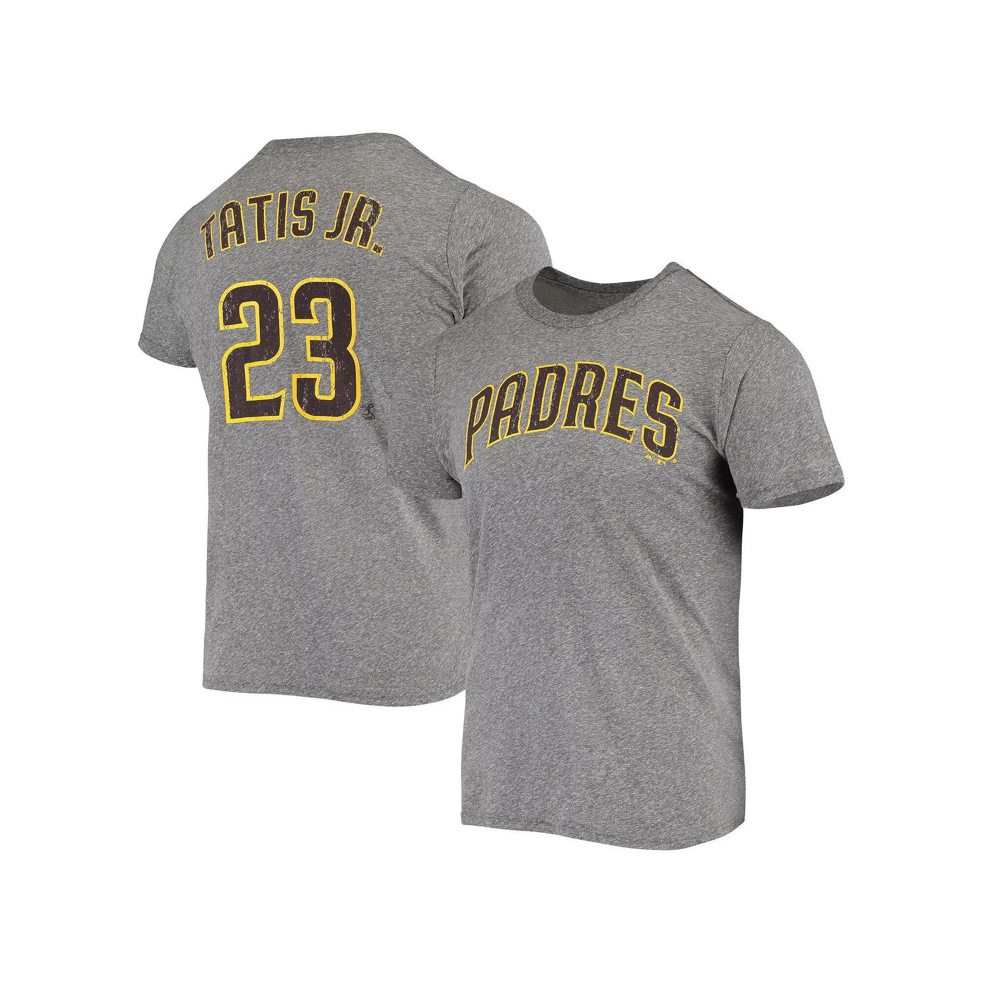 Men's Majestic Threads Fernando Tatis Jr. Heathered Gray San Diego Padres Name & Number Tri-Blend T-Shirt, Size: 2XL, Grey Product Image