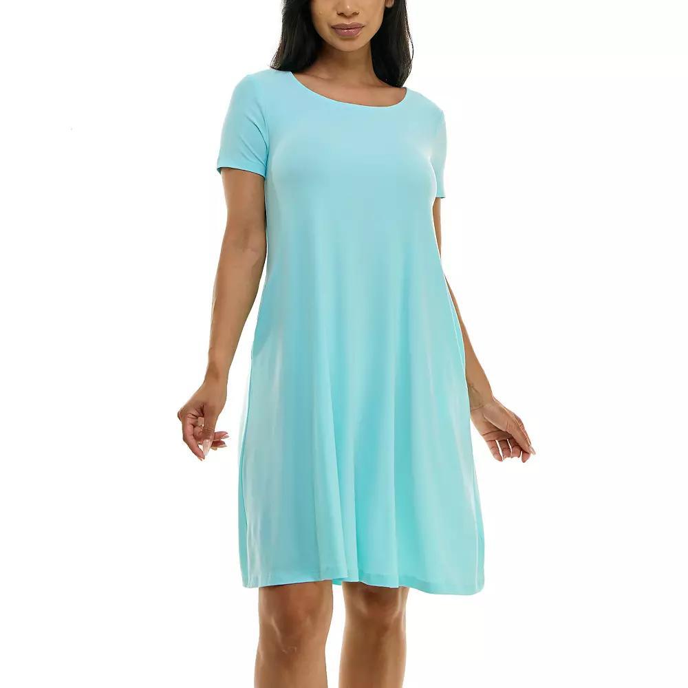 Women's Nina Leonard Lace-Up Back Swing Dress, Size: Small, Robins Egg Product Image