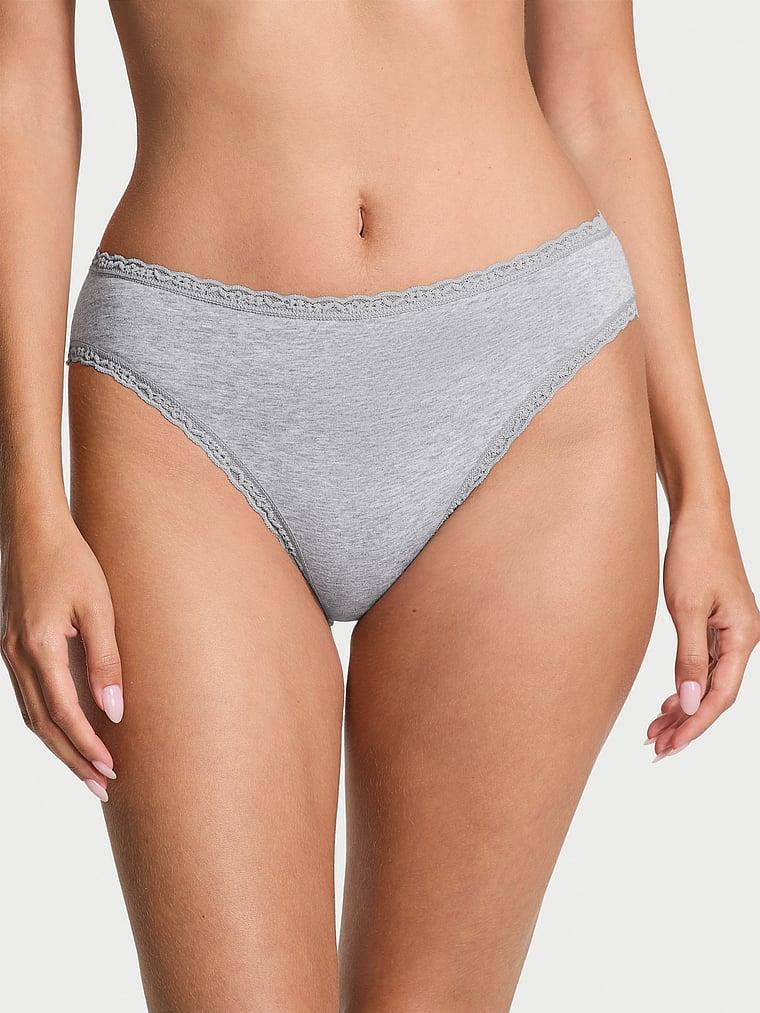 Lace-Trim Cotton High-Leg Brief Panty Product Image