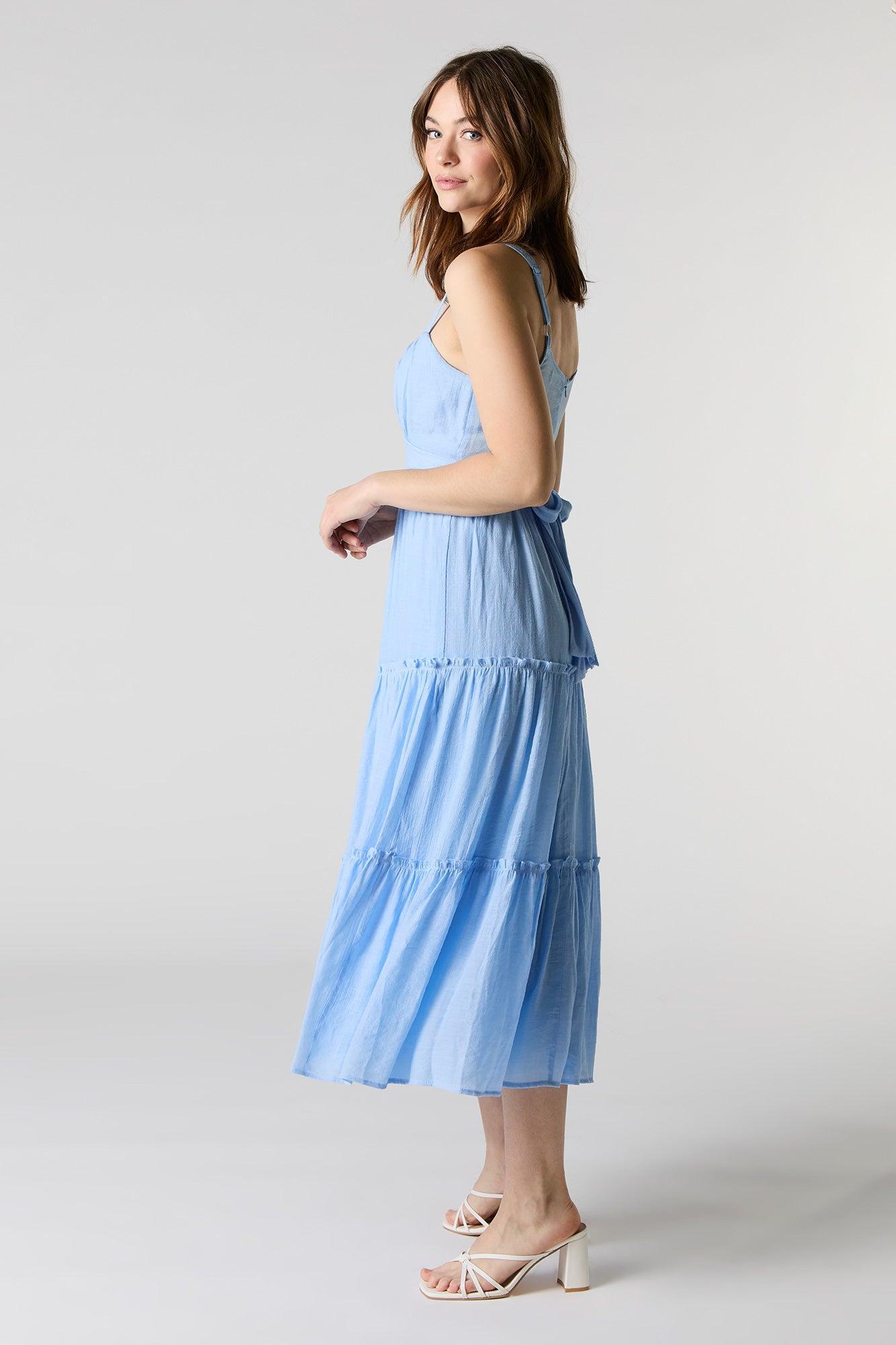 Tie Waist Tiered Midi Dress Female Product Image