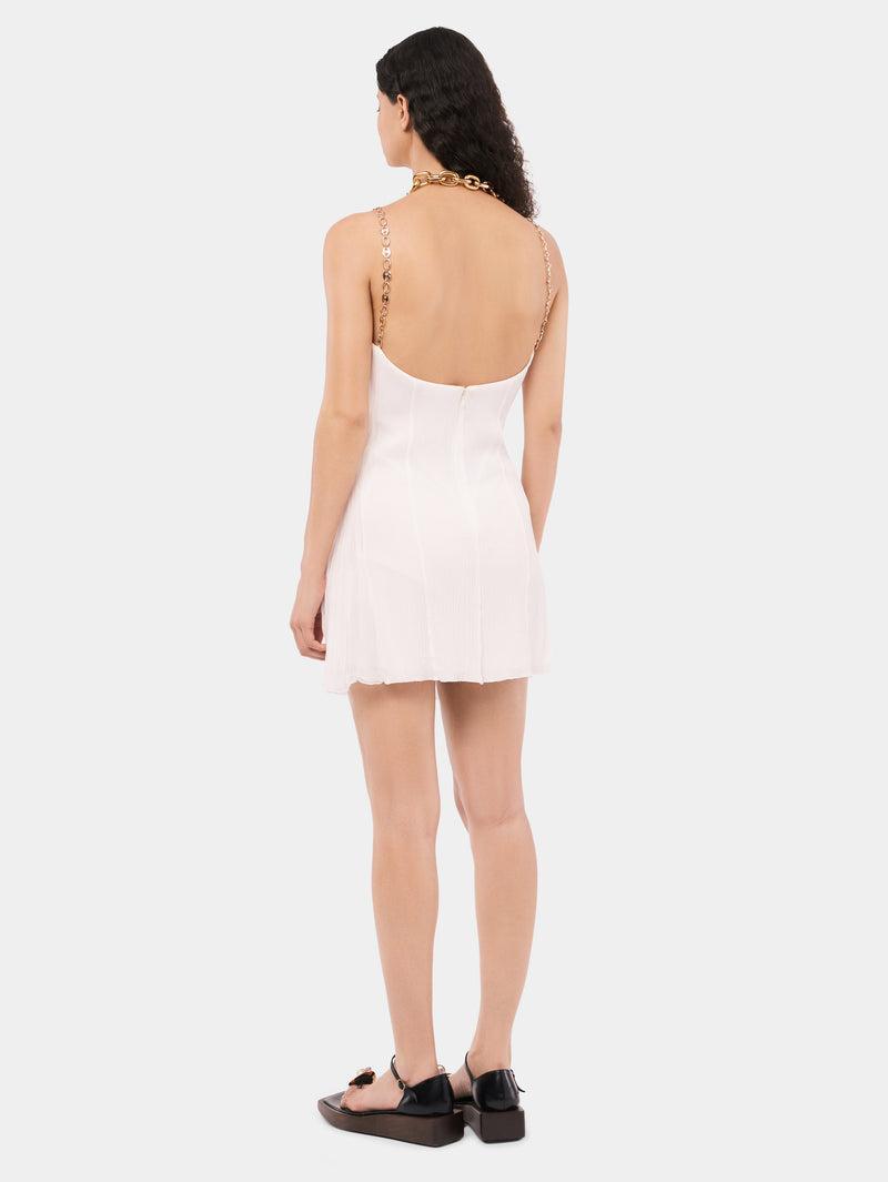 Short white pleated chiffon dress Product Image