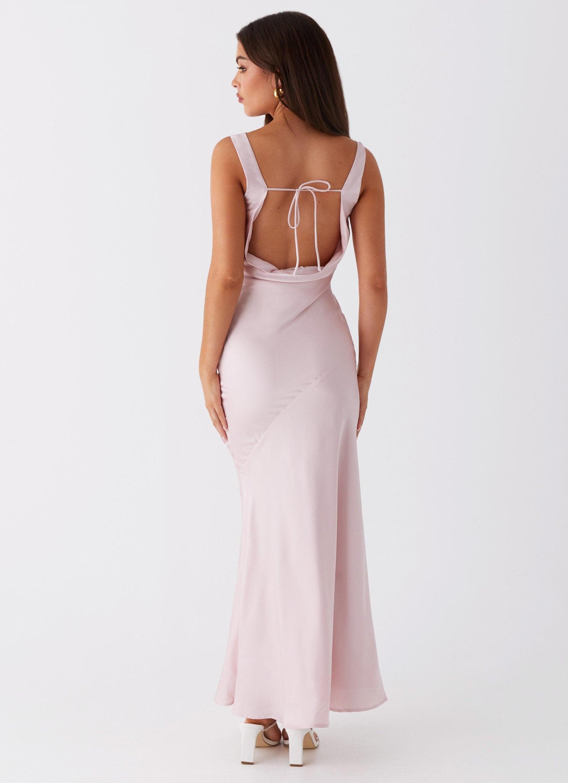 Be Mine Satin Maxi Dress - Mauve Pink Product Image