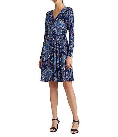 Adrianna Papell Side Draped Stretch Jersey Dress (Ocean ) Women's Clothing Product Image