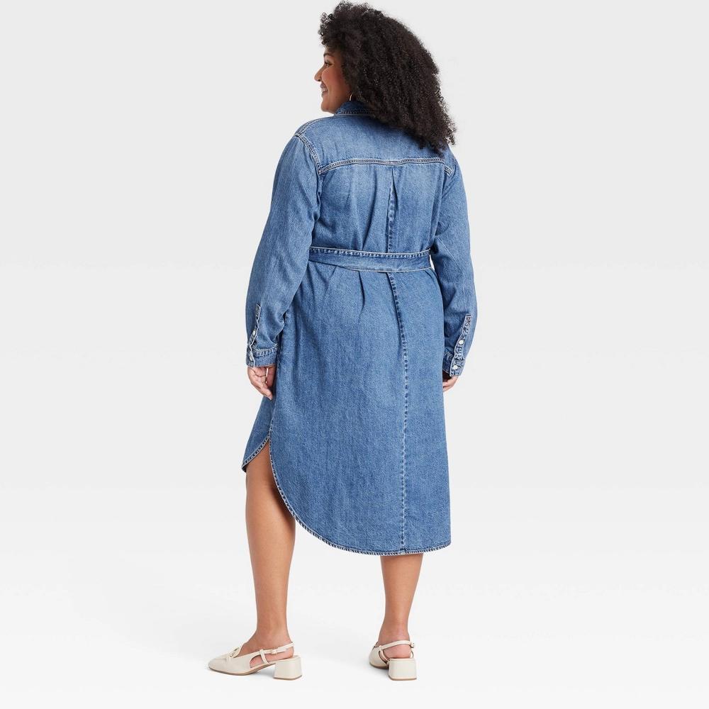 Women's Long Sleeve Midi Shirtdress - Ava & Viv™ Product Image