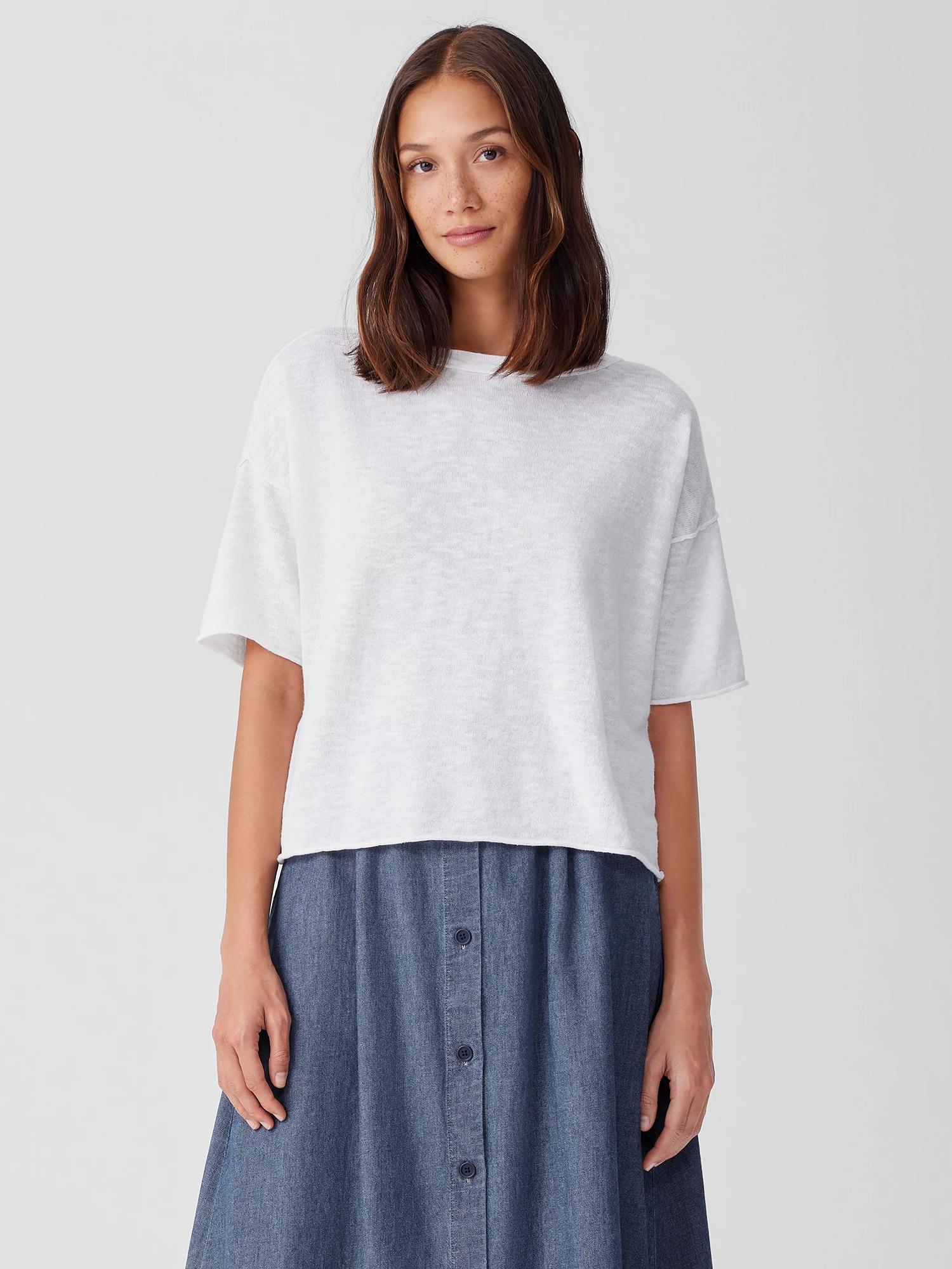 Organic Linen Cotton Slub Bateau Neck Top Product Image