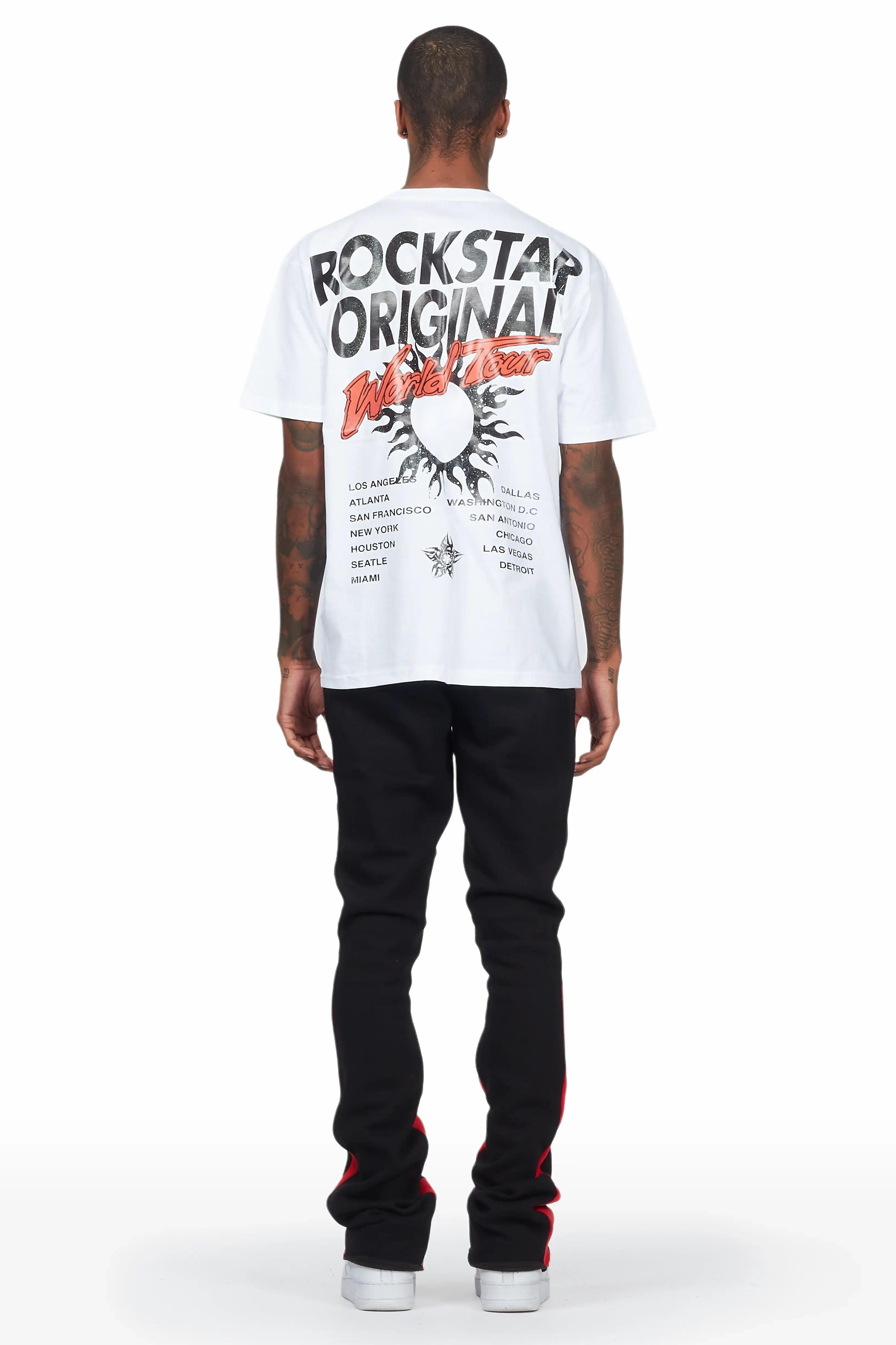 Yash White/Black T-Shirt Stacked Flare Track Set Male Product Image