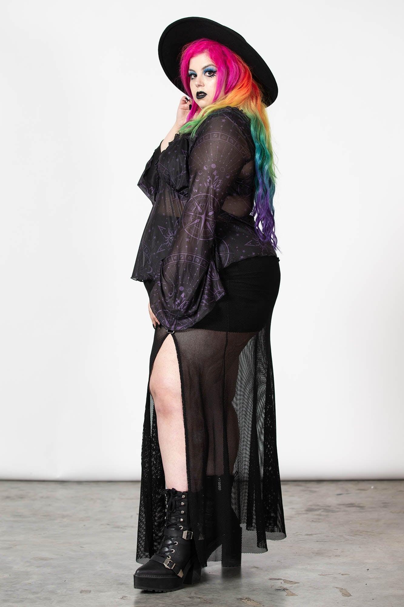 Astromancy Mesh Long Sleeve Top [PLUS] - Resurrect Female Product Image