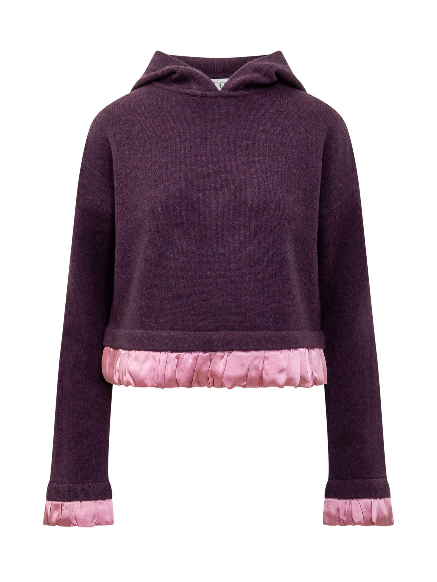 JW ANDERSON J.w. Anderson Jwanchor Satin Trimmed Sweatshirt In Plum Product Image