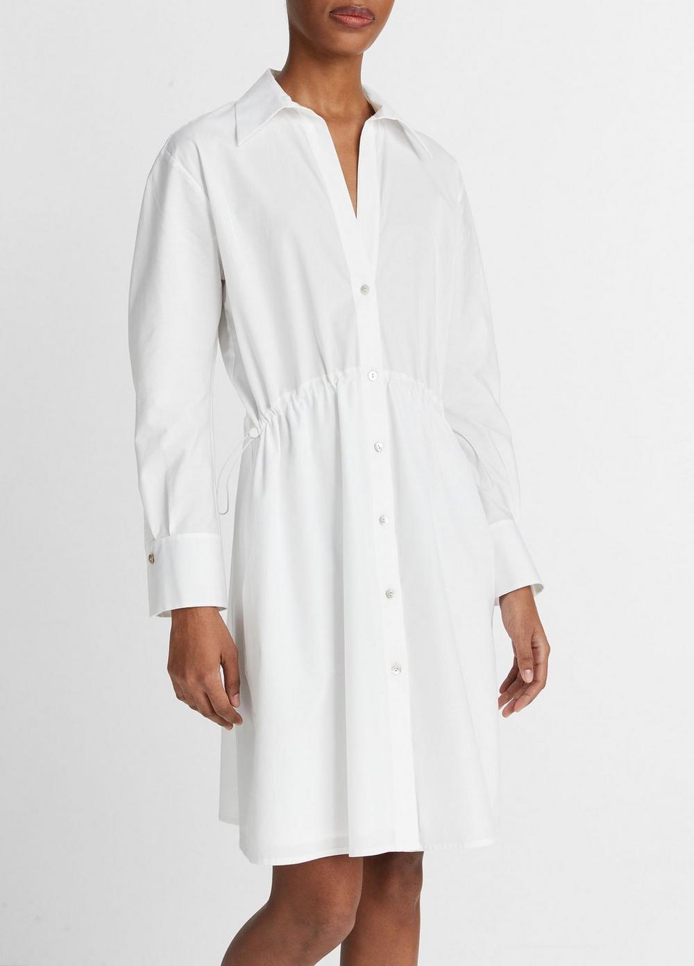 Womens Cotton Drawcord Ruched Shirt Dress, White Oak, Size L Vince Product Image