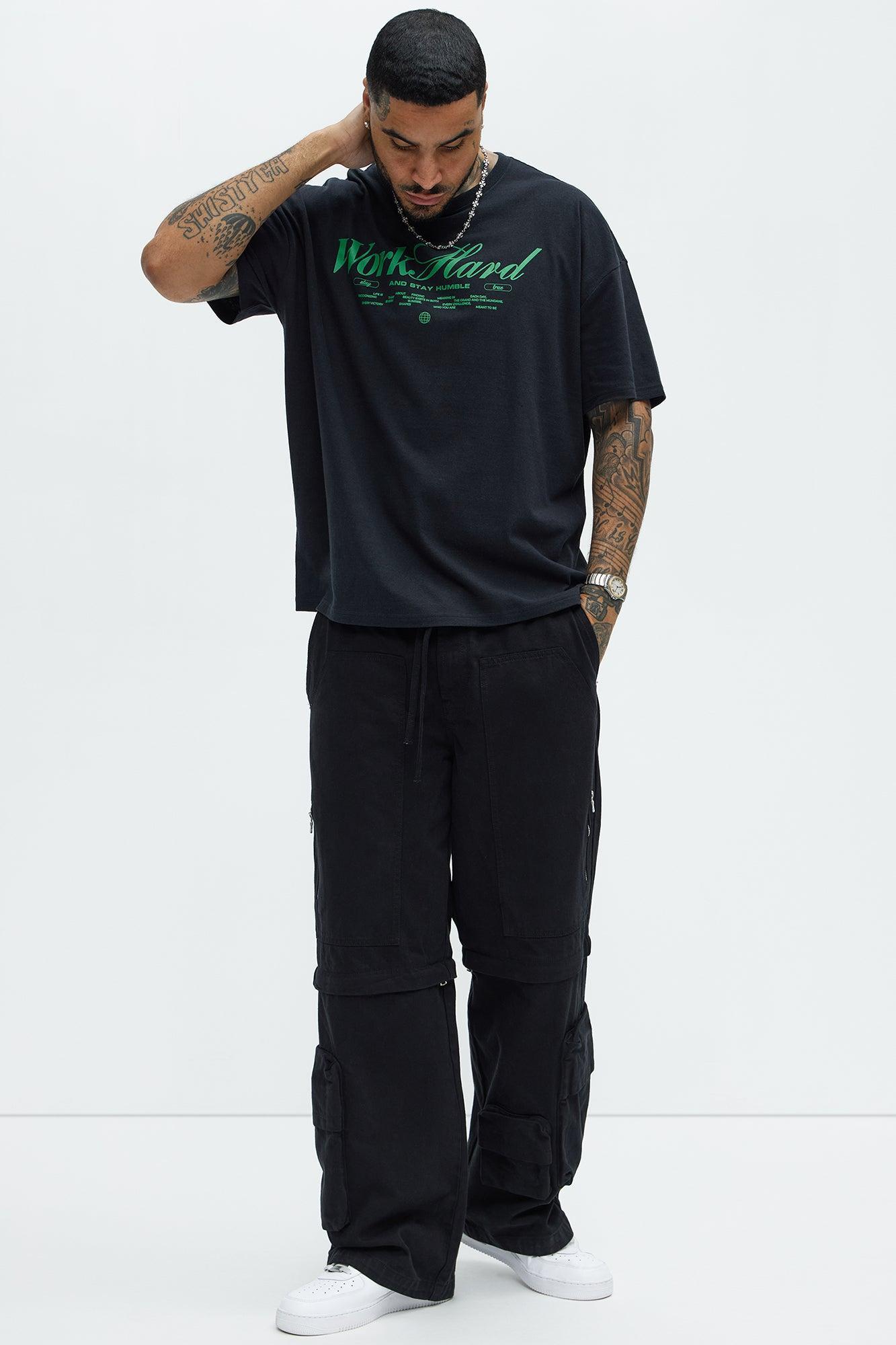 Work Hard Oversized Short Sleeve Tee - Black Product Image