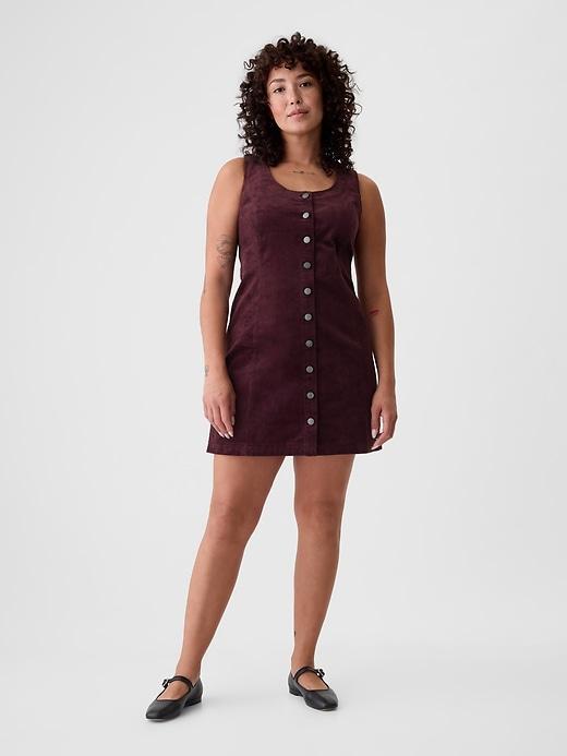 Corduroy Button Mini Dress Product Image