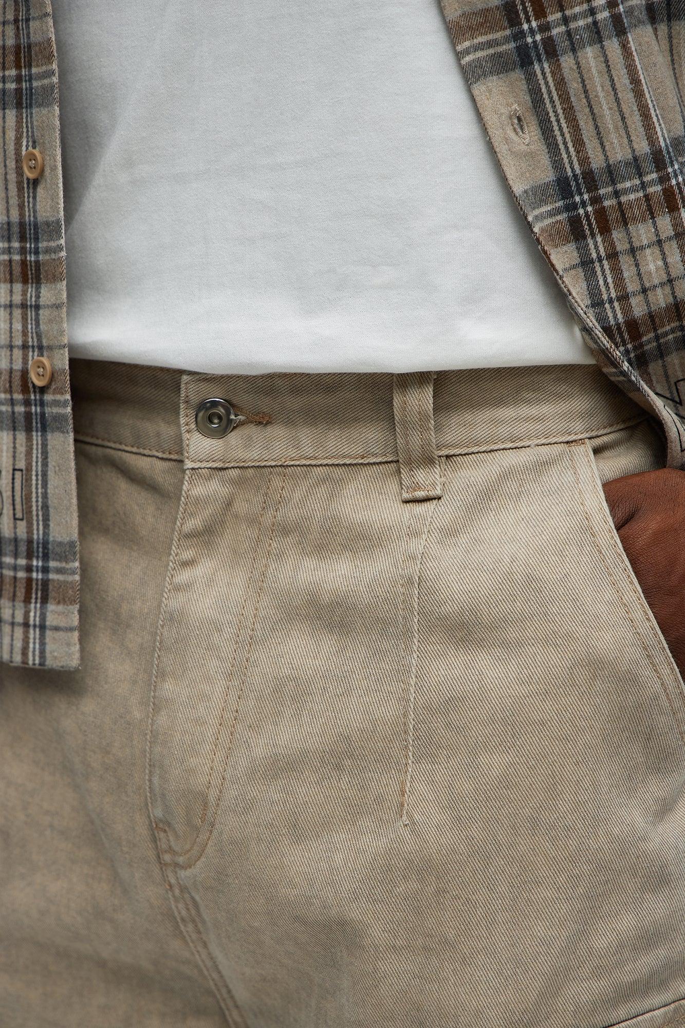 Long Cargo Relaxed Shorts - Khaki Product Image