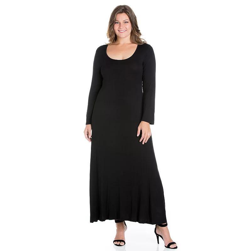 Plus Size 24seven Comfort Apparel Long Sleeve Maxi Dress, Women's, Size: 3XL, Green Product Image