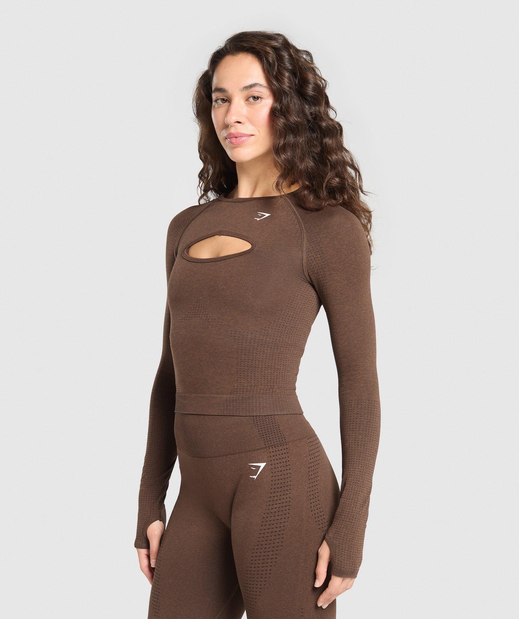 Gymshark Vital Long Sleeve Cut Out Top - Espresso Marl Female Product Image