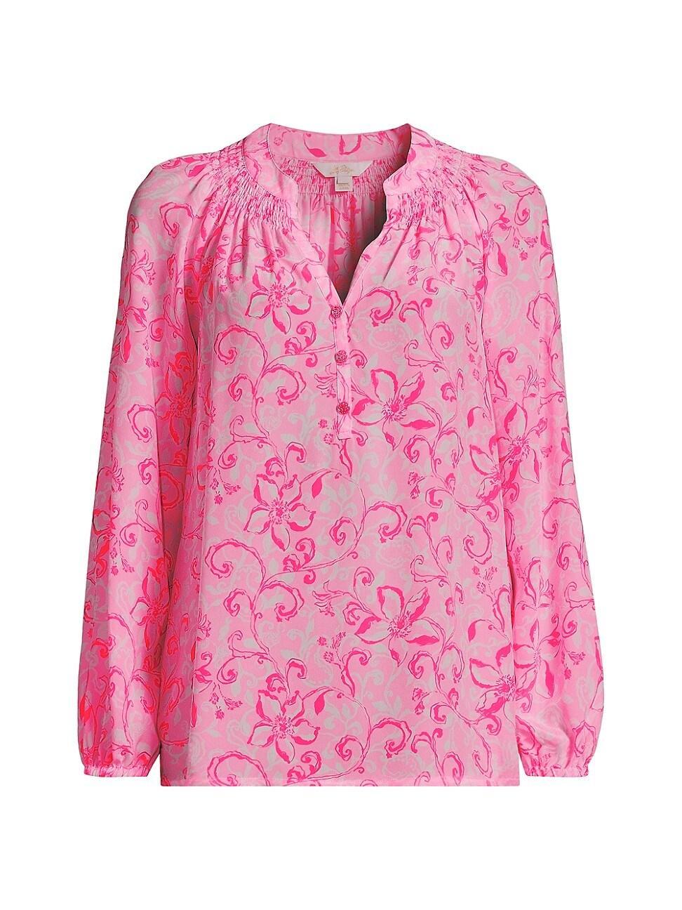 Womens Elsa Filigree Silk Blouse Product Image