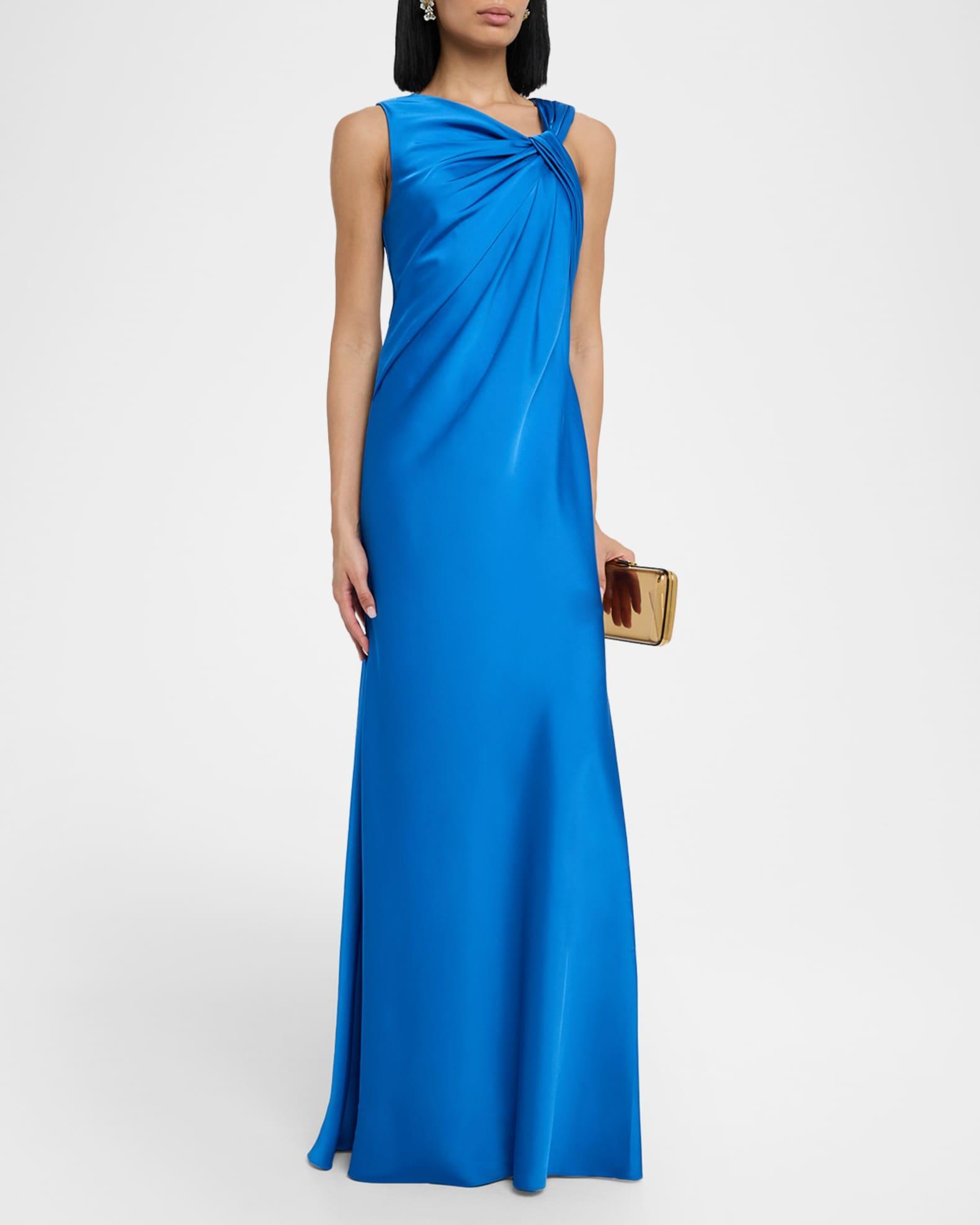 Francine Twist-Front Satin Column Gown Product Image