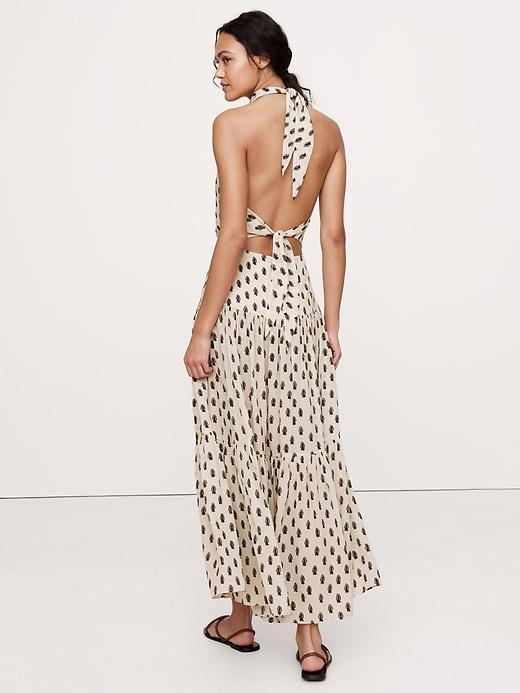 Matte Silk Halter Maxi Dress Product Image