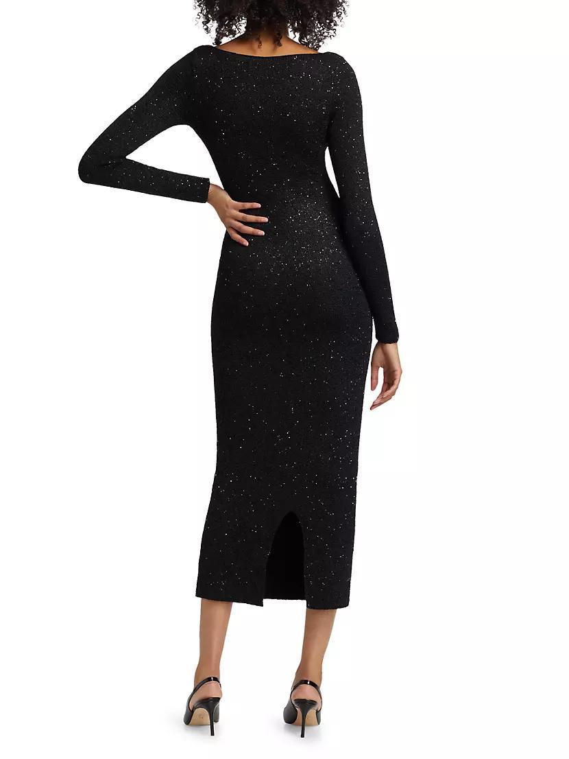 Sequin Knit V-Neck Midi-Dress Product Image
