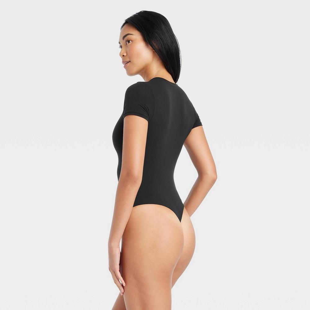 Womens Luxury Collection 4-Way Stretch Short Sleeve Bodysuit - Auden Black XS: Nylon Spandex Blend, Crew Neck Product Image