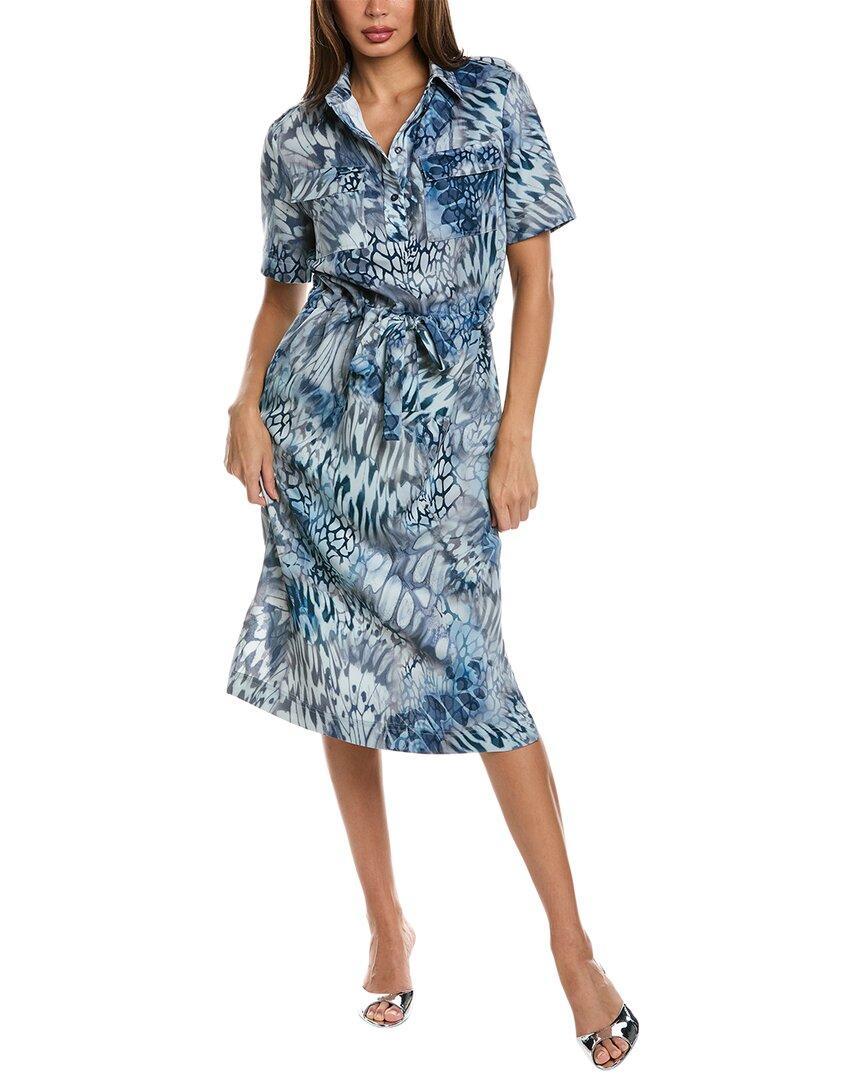 ST JOHN St. John Tie-waist Shirtdress In Navy Product Image
