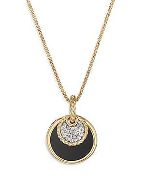 Womens DY Elements Convertible Pendant Necklace in 18K Yellow Gold with Diamonds and Black Onyx Reversible to Mother of Pearl, 21.5mm Product Image