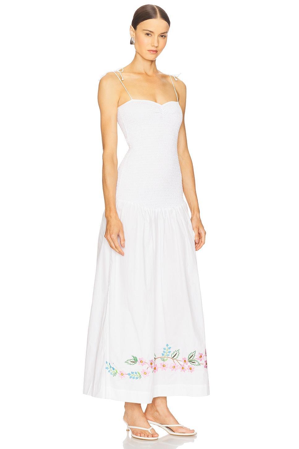 Shirred Embroidered Drop Hem Maxi Dress SWF Product Image