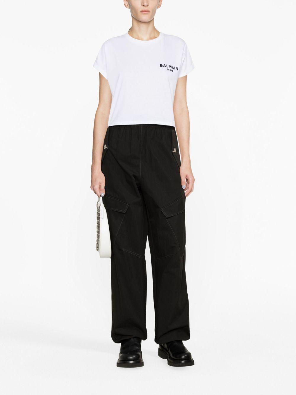 flocked-logo cropped T-shirt Product Image