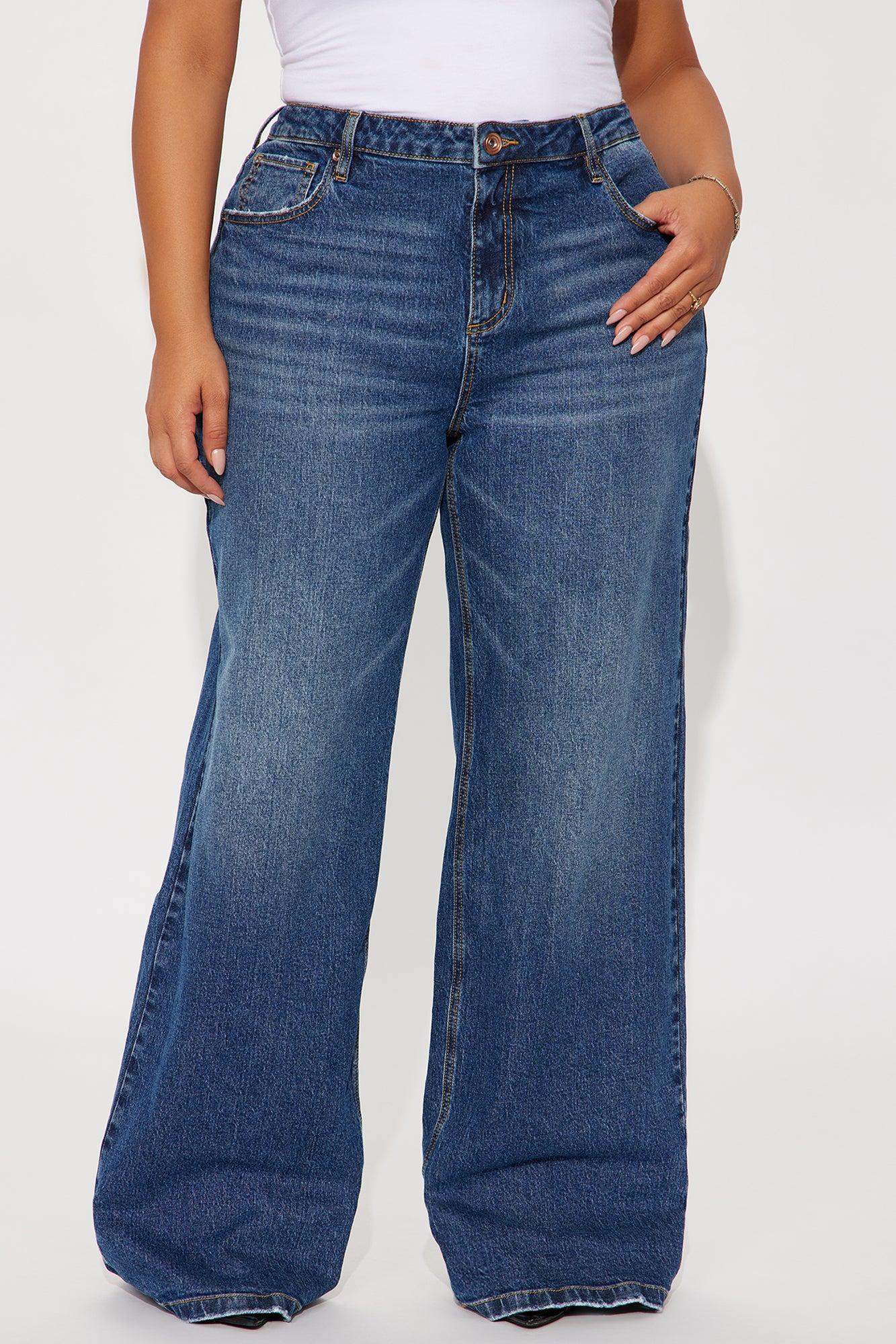 Downtown Wide Leg Denim Jeans - Medium Wash Product Image
