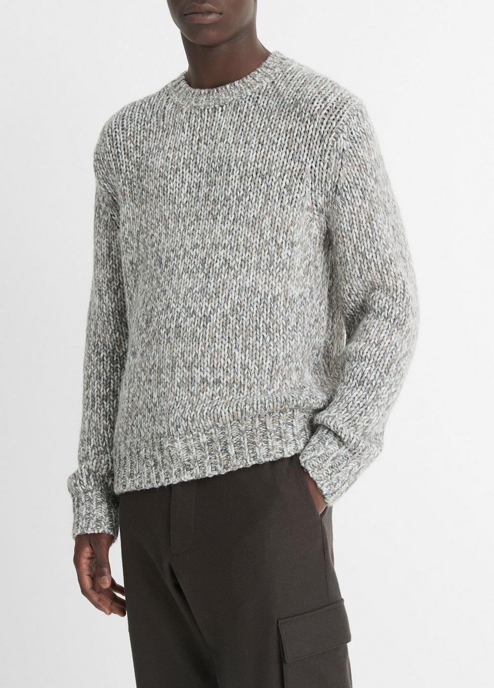 Mens Homespun Marled Crew Neck Sweater, Medium Heather Grey Combo, Size XL Vince Product Image