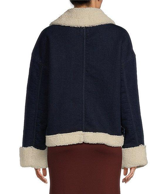 GB Sherpa Contrast Denim Sherpa Moto Jacket Product Image