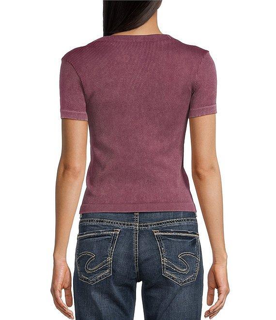 Moa Moa Cap Short Sleeve Crew Neck Solid T-Shirt Product Image