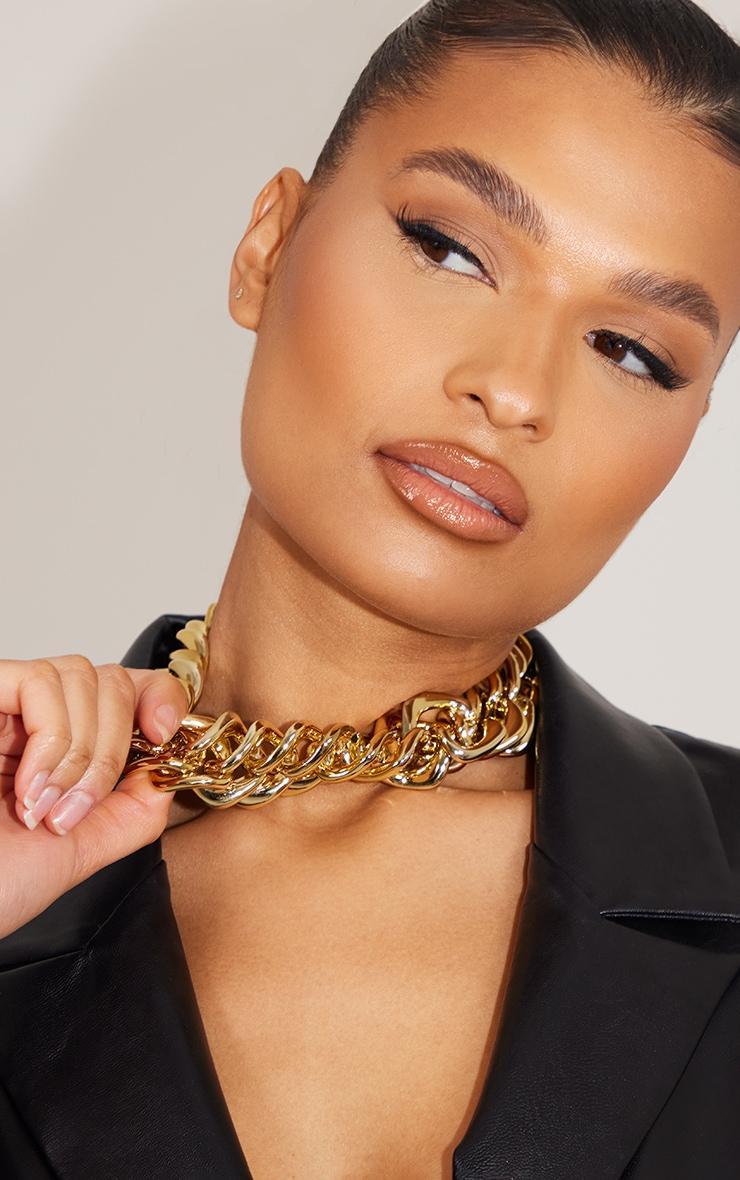 Gold Extra Chunky Chain Detail Necklace Product Image