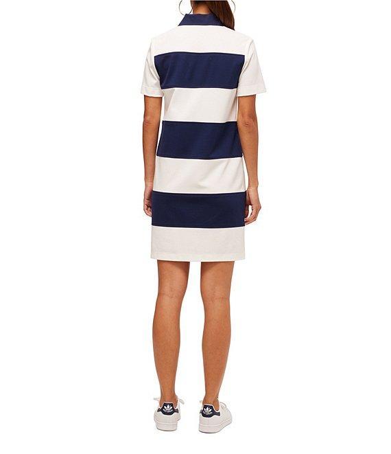 Trina Turk Conners Cozy Ponte Stripe Point Collar Short Sleeve Dress Product Image