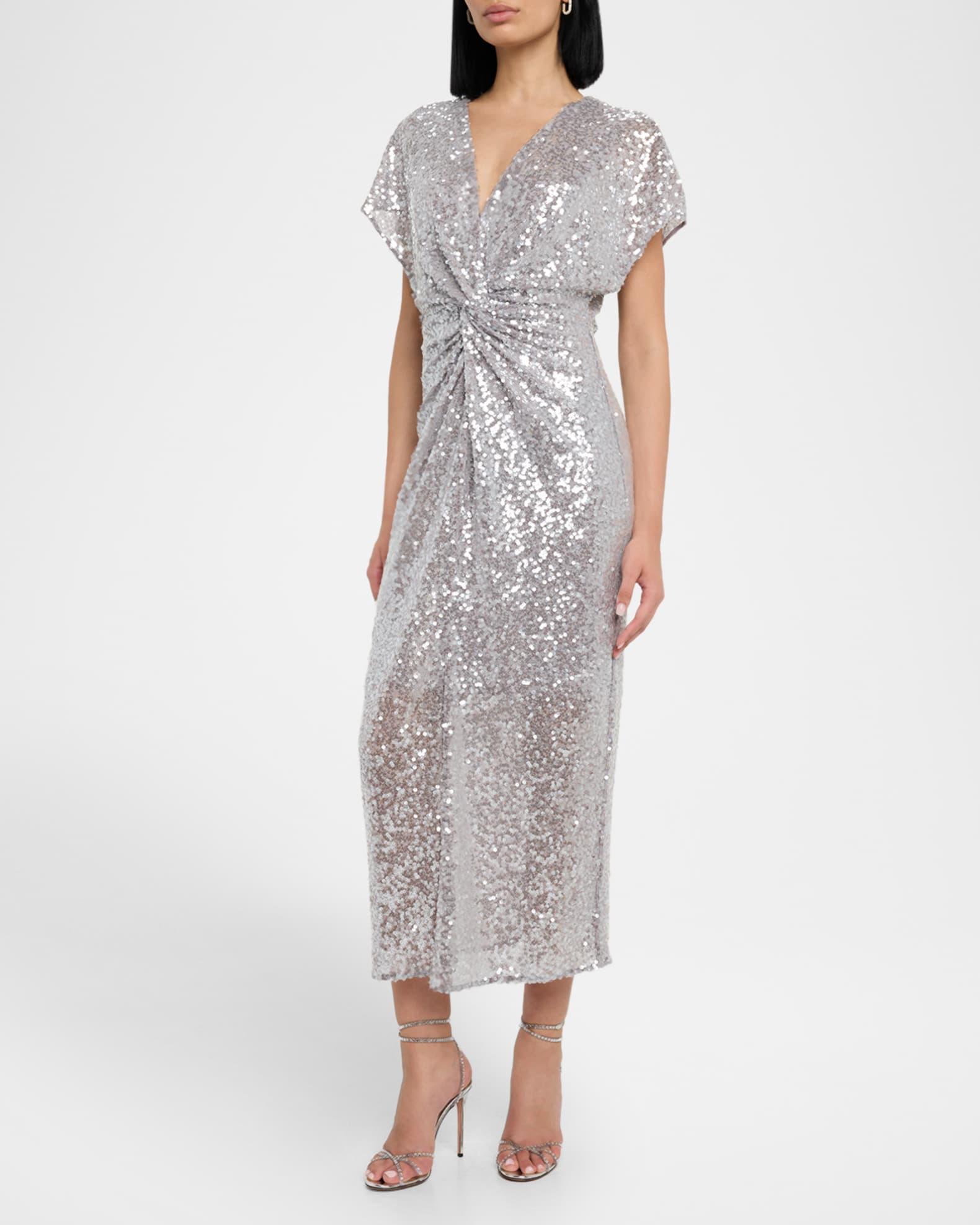 Jackie Twisted Sequined Midi Dress Product Image