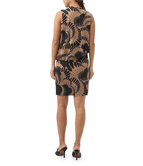 Trina Turk Lenaya Printed Jersey High Cowl Neck Sleeveless Blouson Dress Product Image