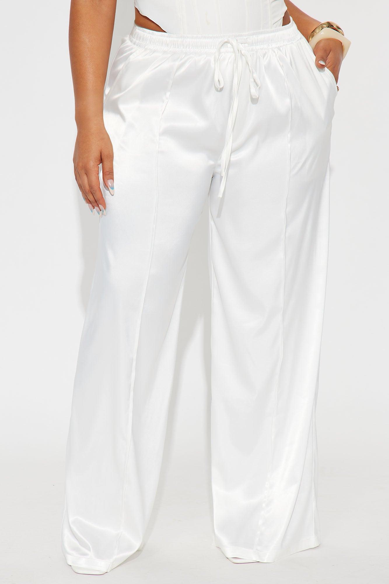 Pleasure Is Mine Satin Wide Leg Pant - Cream Female Product Image