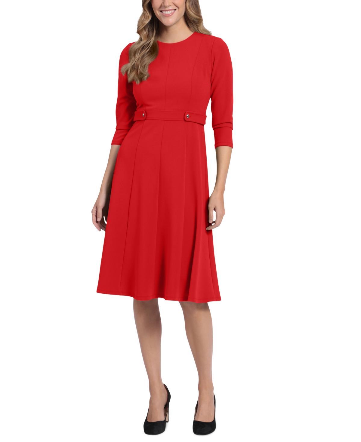 Women's London Times Side Tab Fit & Flare Dress, Size: 10, Black Product Image